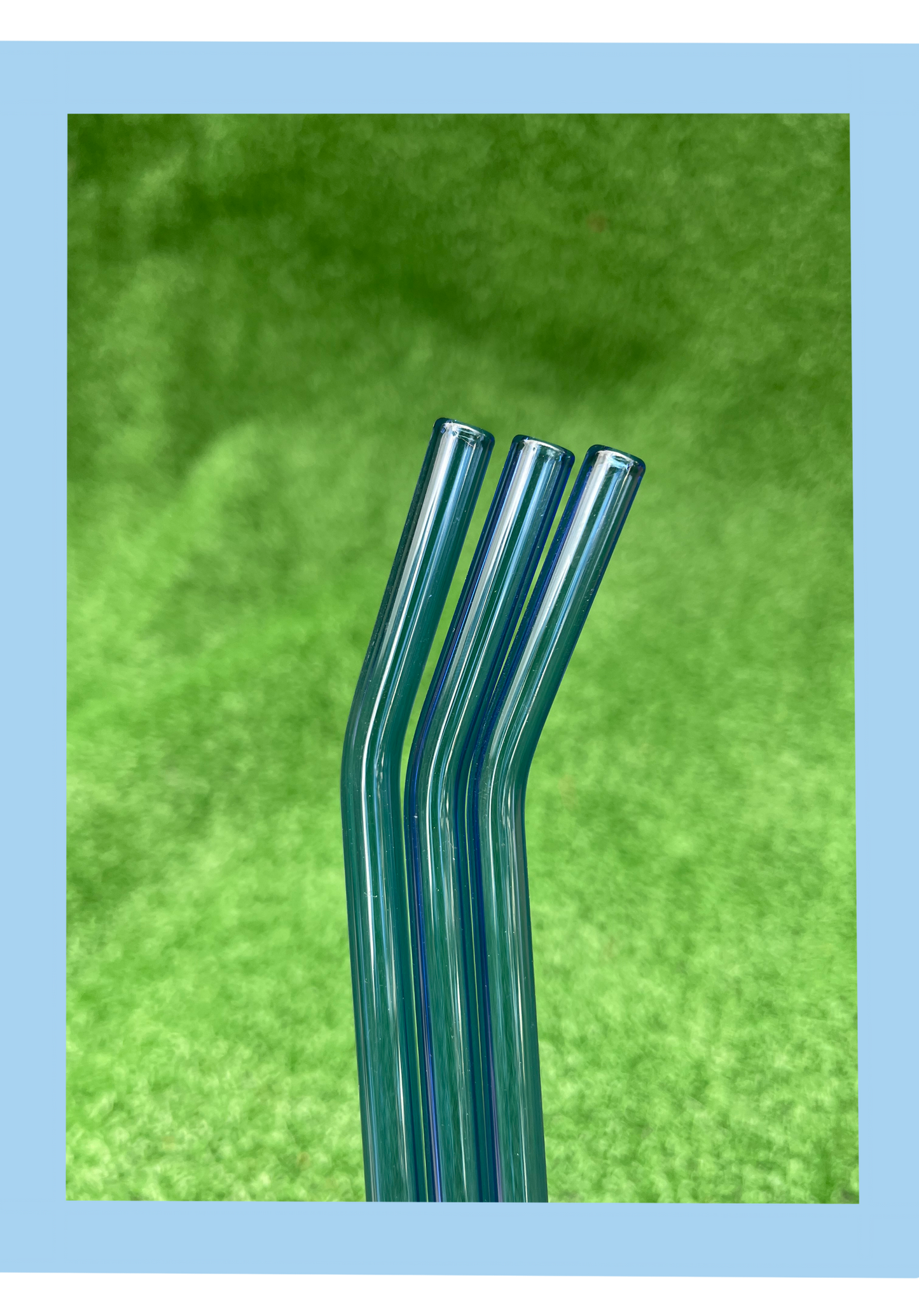 Blue Bent Reusable Glass Straw