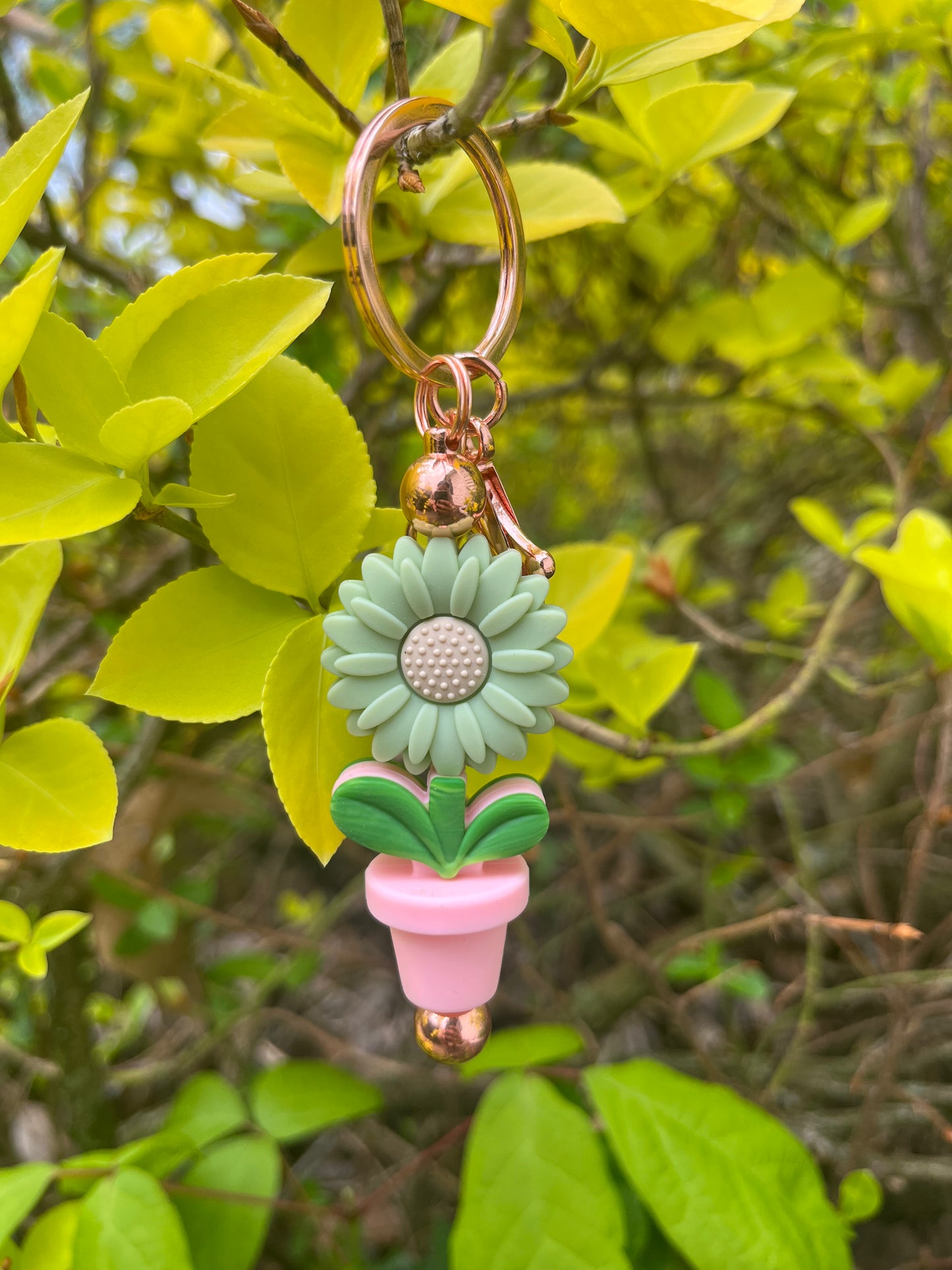 Dark Pink Pot Bloom keychain