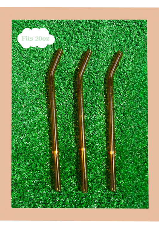 9” Orange Bent Glass Straw