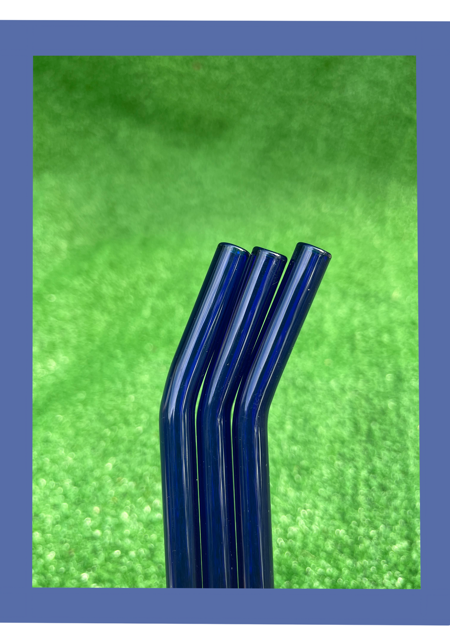 9” Reusable Blue Bent Glass Straw