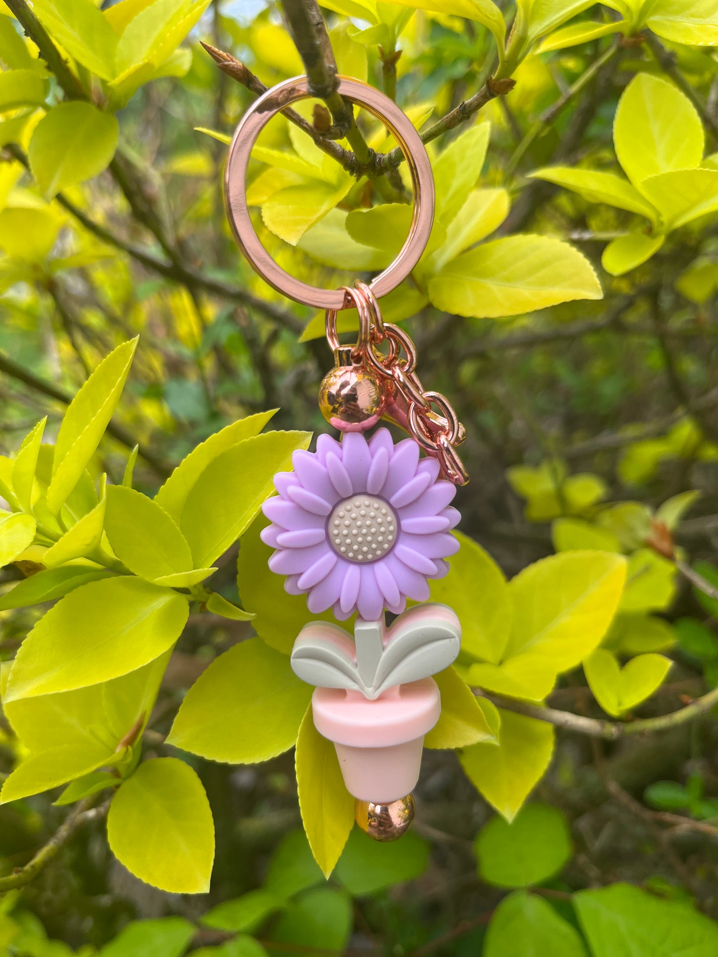 Light Pink Pot Bloom Keychain