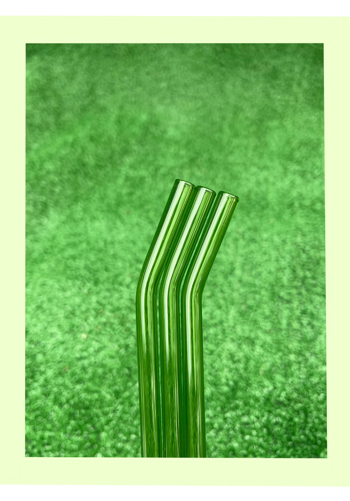 9” Reusable Green Bent Glass Straw