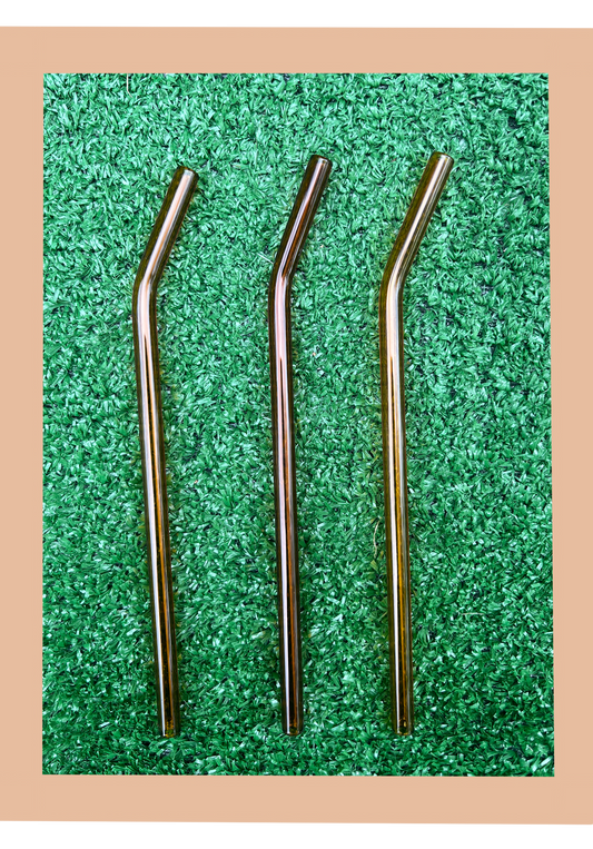 Orange Bent Reusable Glass Straw