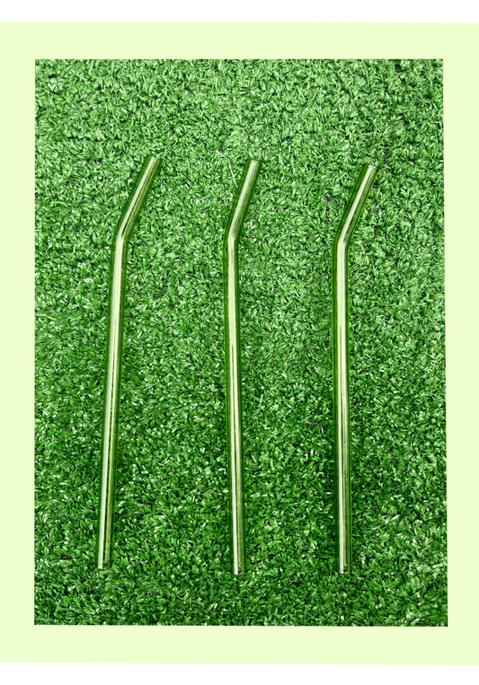 Green Bent Reusable Glass Straw