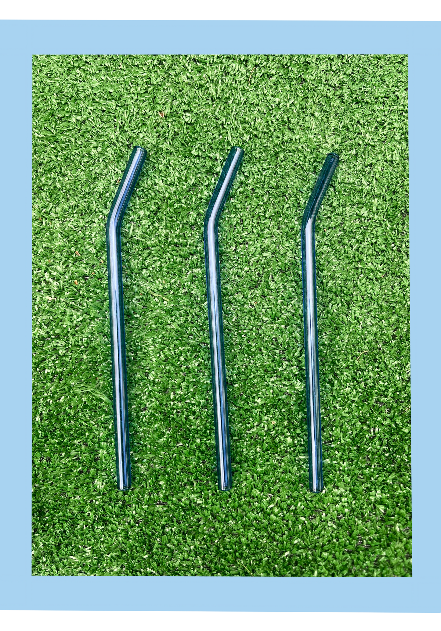 Blue Bent Reusable Glass Straw