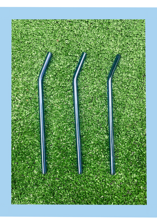 Blue Bent Reusable Glass Straw