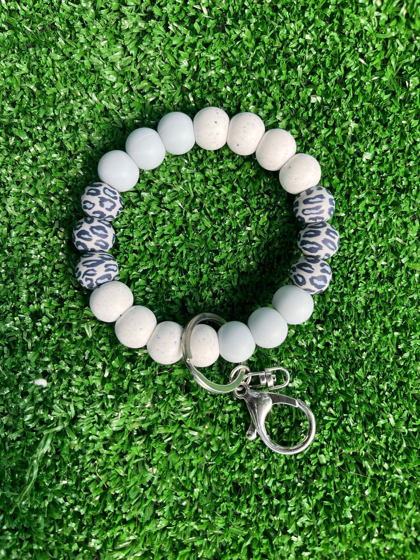 Gray tri cheetah print wristlet