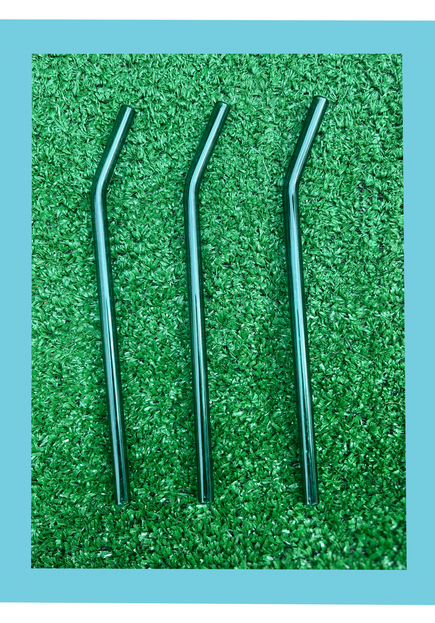 Teal Bent Reusable Glass Straw