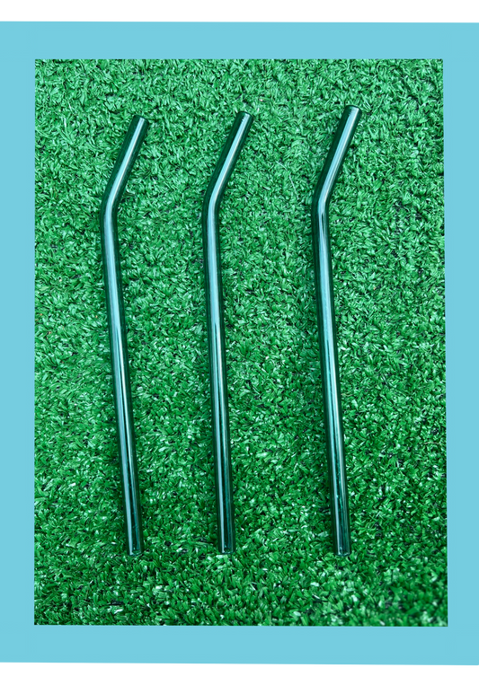 Teal Bent Reusable Glass Straw