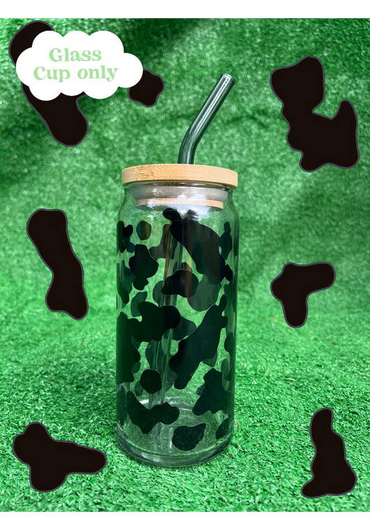 20oz Cow Print Glass Cup