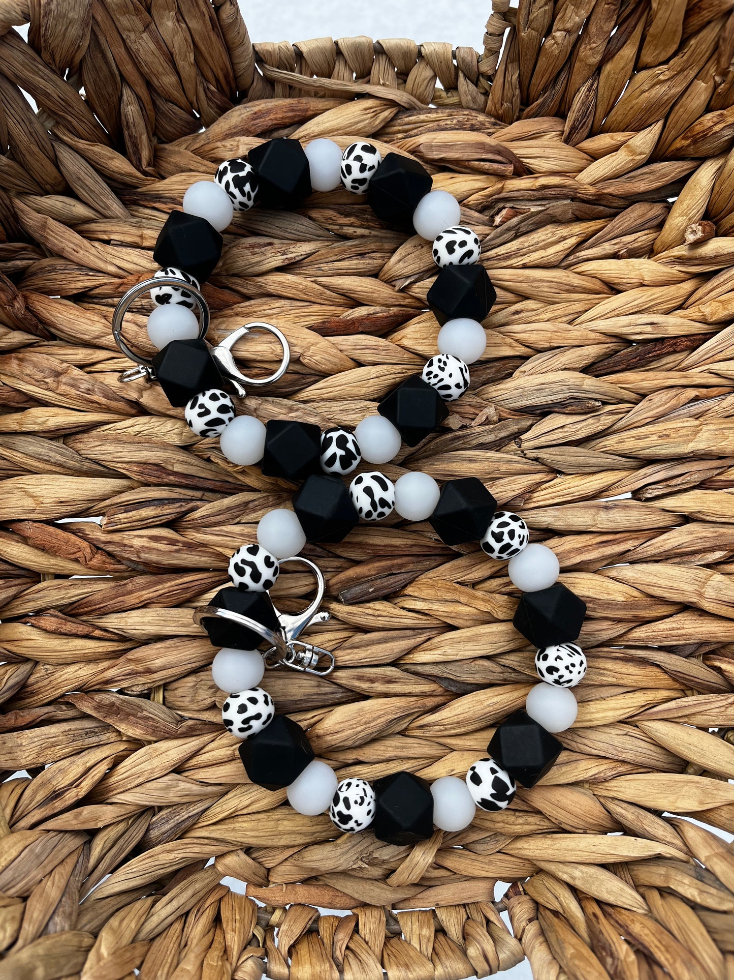 Clear Cow print wristlet