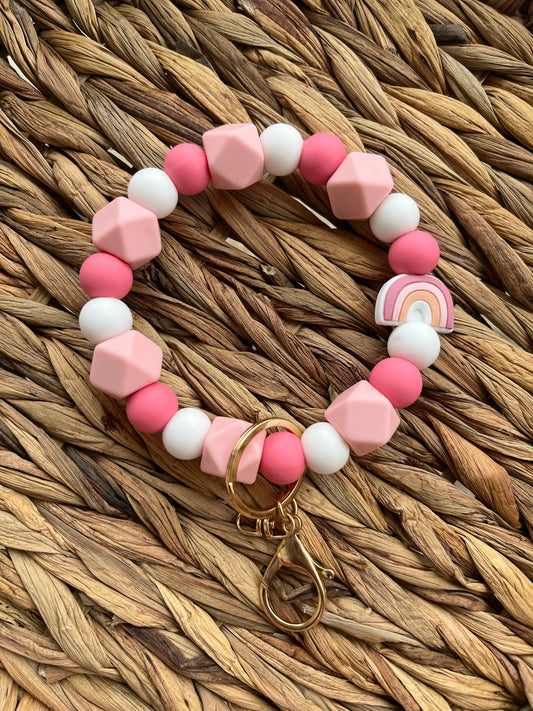 Pink rainbow wristlet