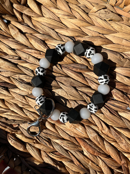 Clear Cow print wristlet