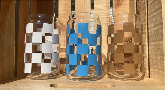 Checker 16oz Glass Can