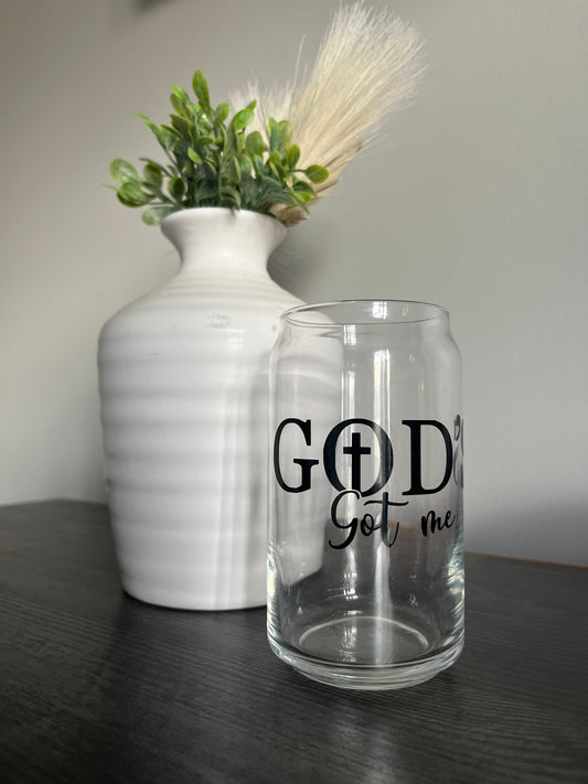 God’s Got Me 16oz Glass can