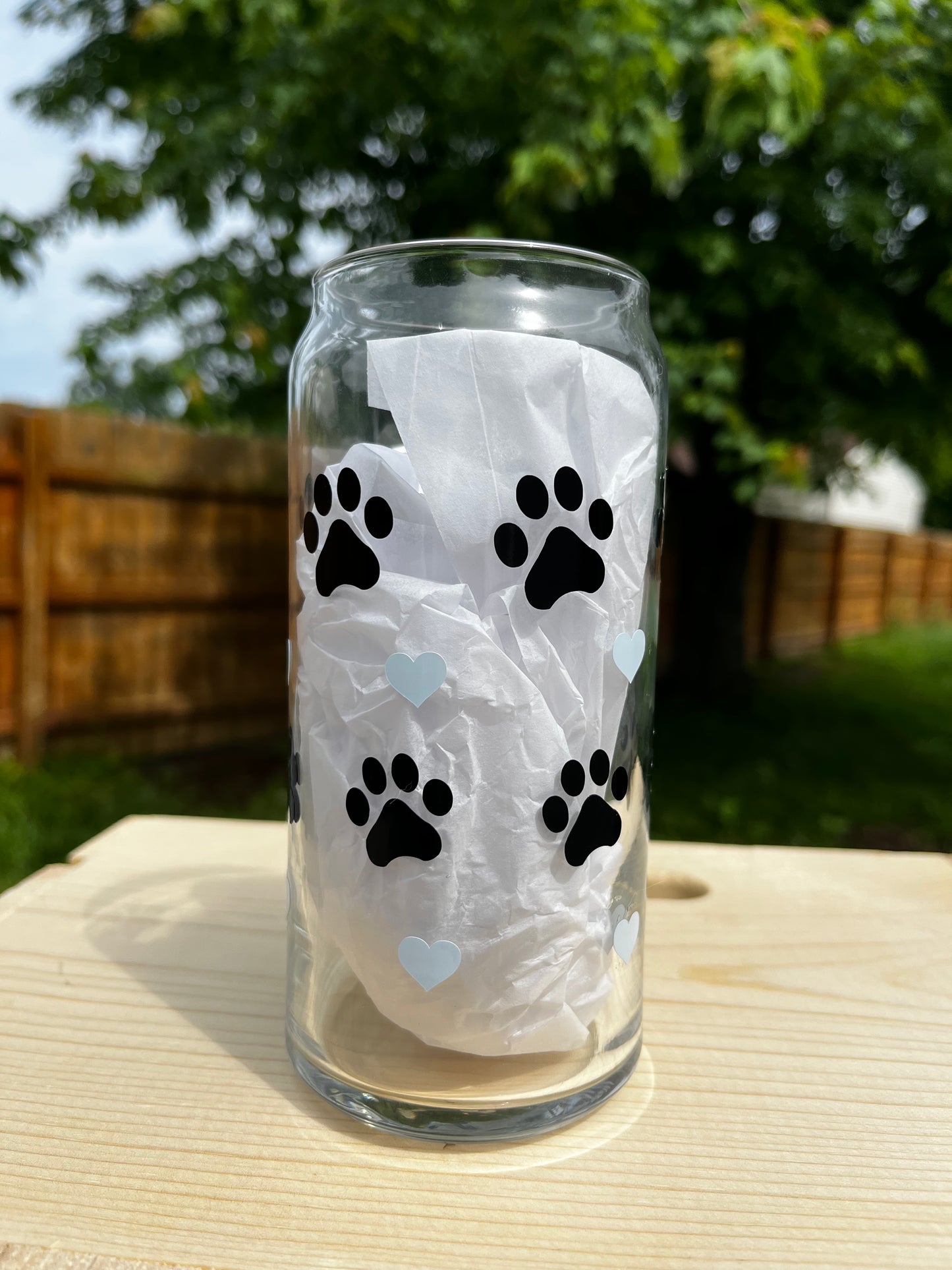 Paw print 20oz Glass Can